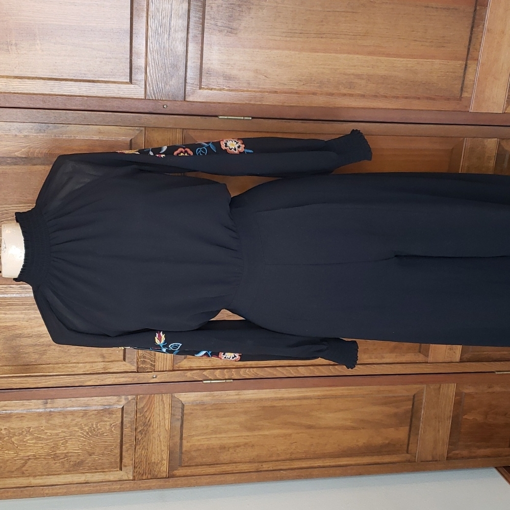 A. Calin by Flying Tomato Embroidered  Floral Jumpsuit Sz M